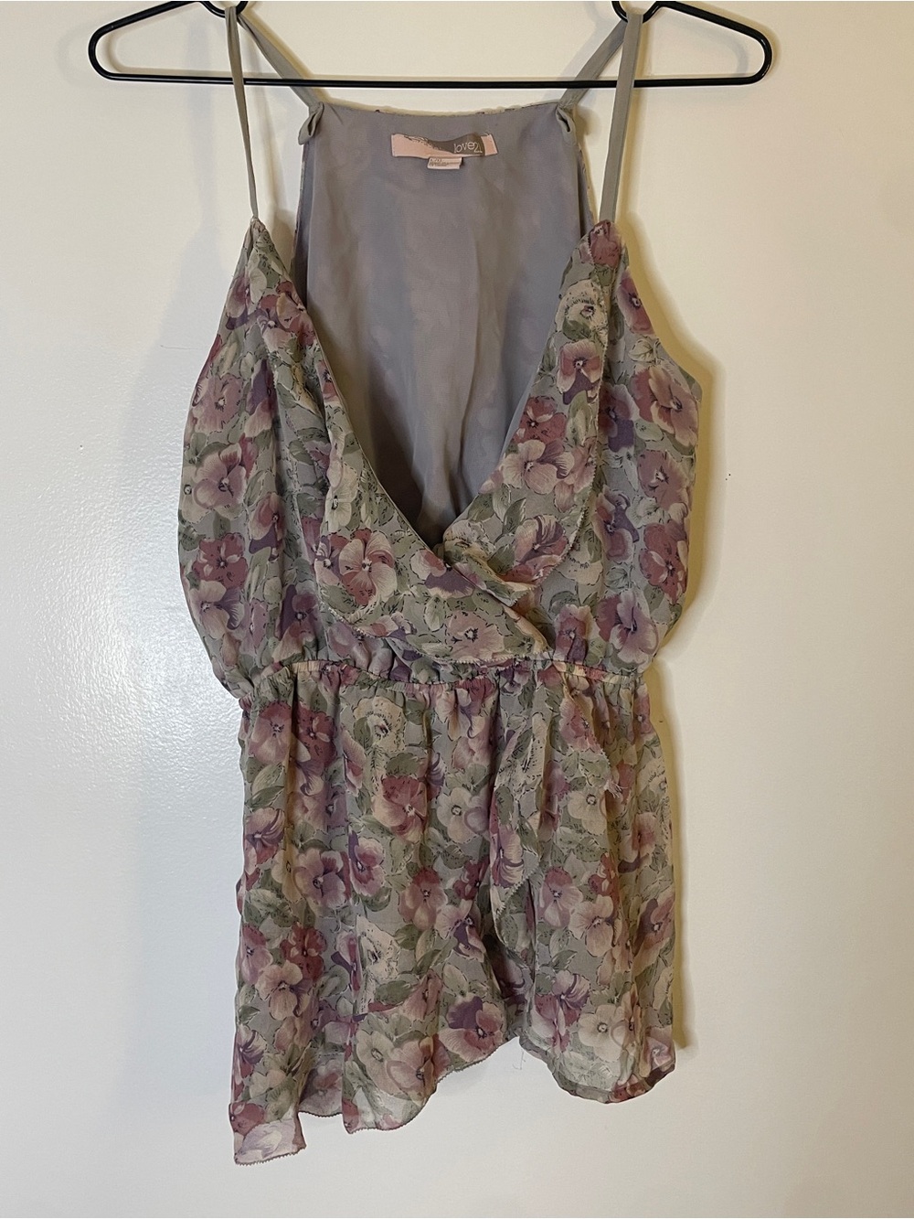 Pink Floral Ruffled V-Neck Camisole Top